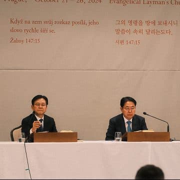 Speakers at a Bible seminar in Prague